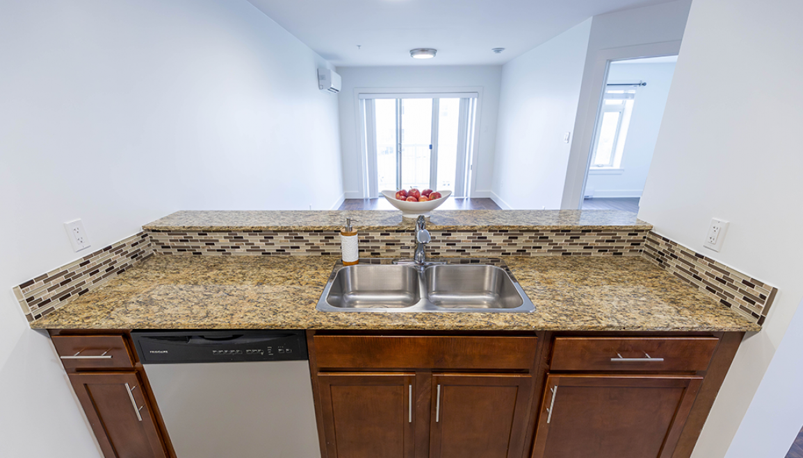 Blue Cedars Kitchen Livingroom View