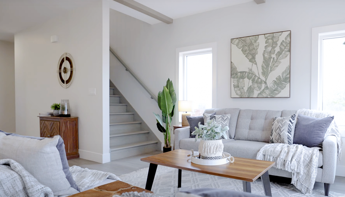 Sherwood Crossing Living Room With Access to Second Floor