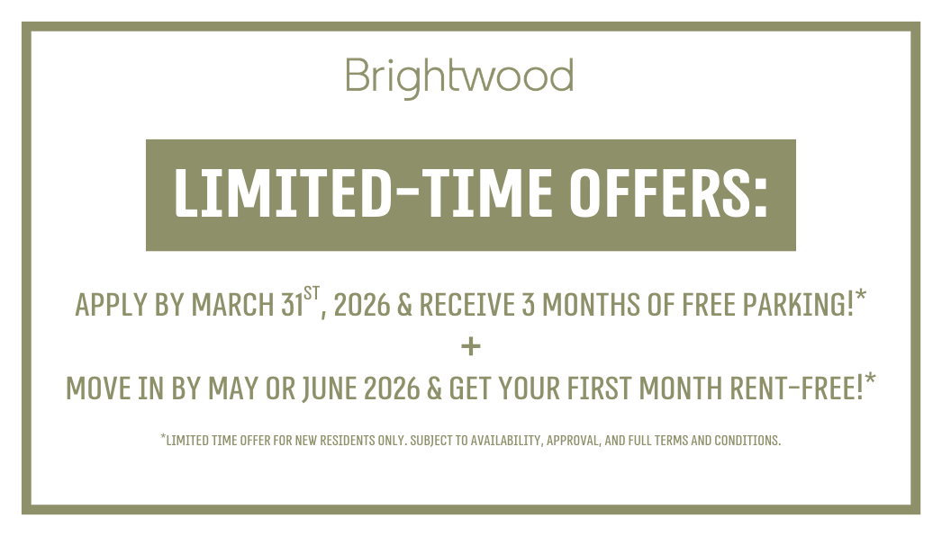 Limited-Time Offers: Apply by March 31st & Get 3 Months of Free Parking + Move in by May or June 2026 & Get Your First Month Rent Free!