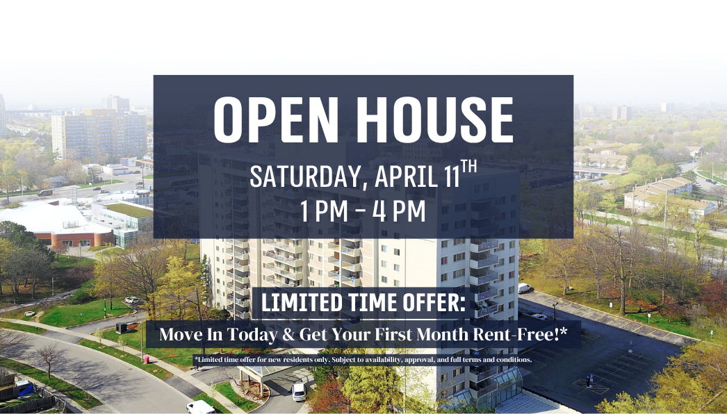 Join us for an OPEN HOUSE on Saturday, April 11th, from 1 PM - 4 PM! + Limited-Time Offer: Move In Today & Get Your First Month Rent-Free!*