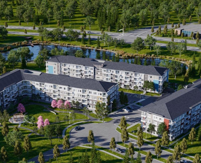 Aerial image of the Villages at Nolan Hill in Calgary, AB