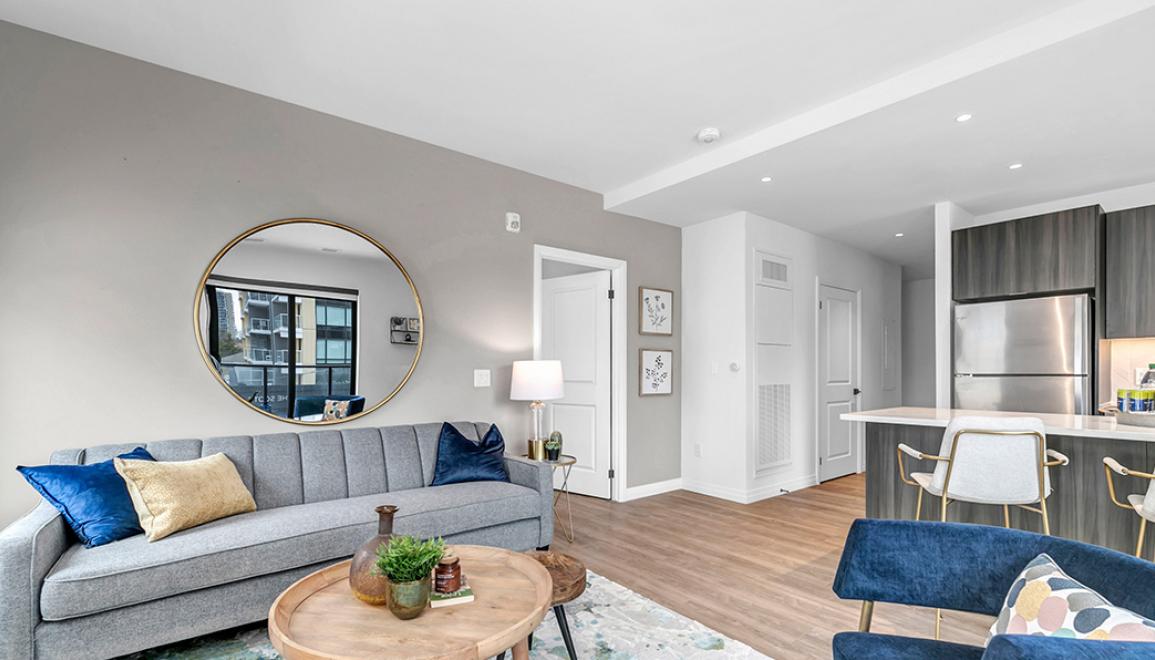 Civic 66 Living Room With Kitchen View