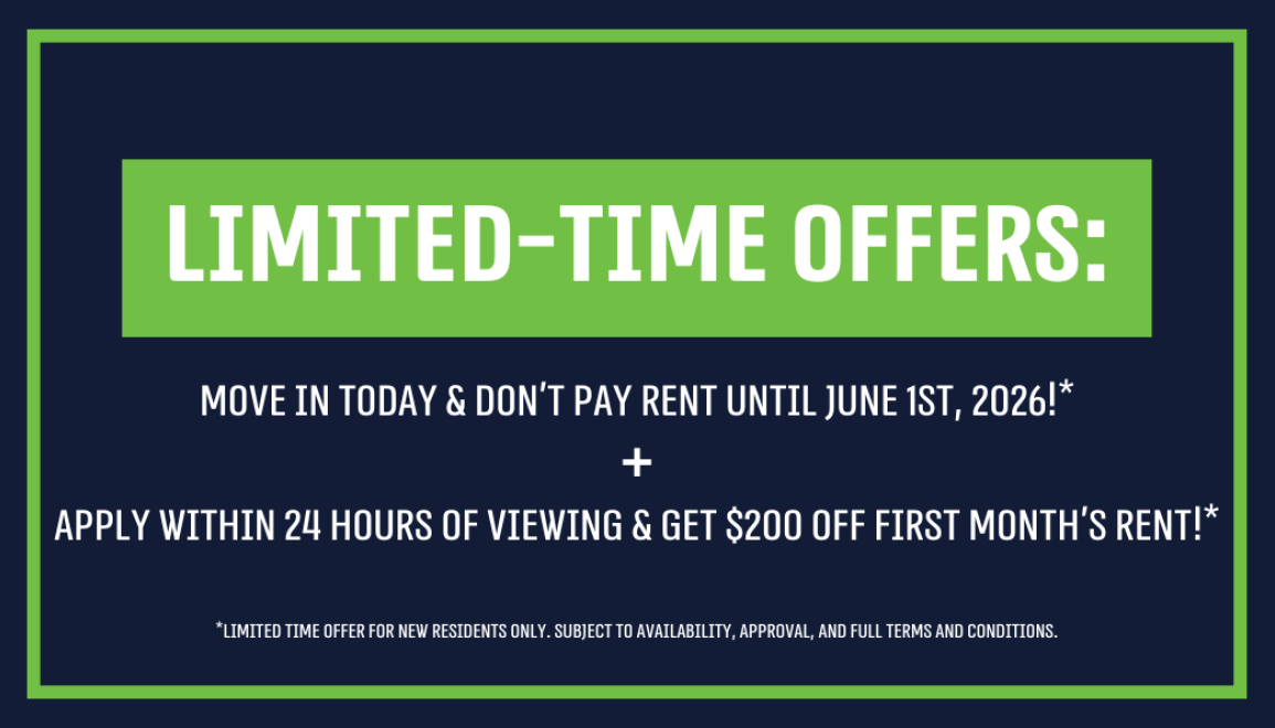 **Limited-Time Offer: Move In Today & Don't Pay Rent Until June 1st, 2026!* + Apply Within 24 Hours of Viewing & Get $200 off First Month’s Rent!*