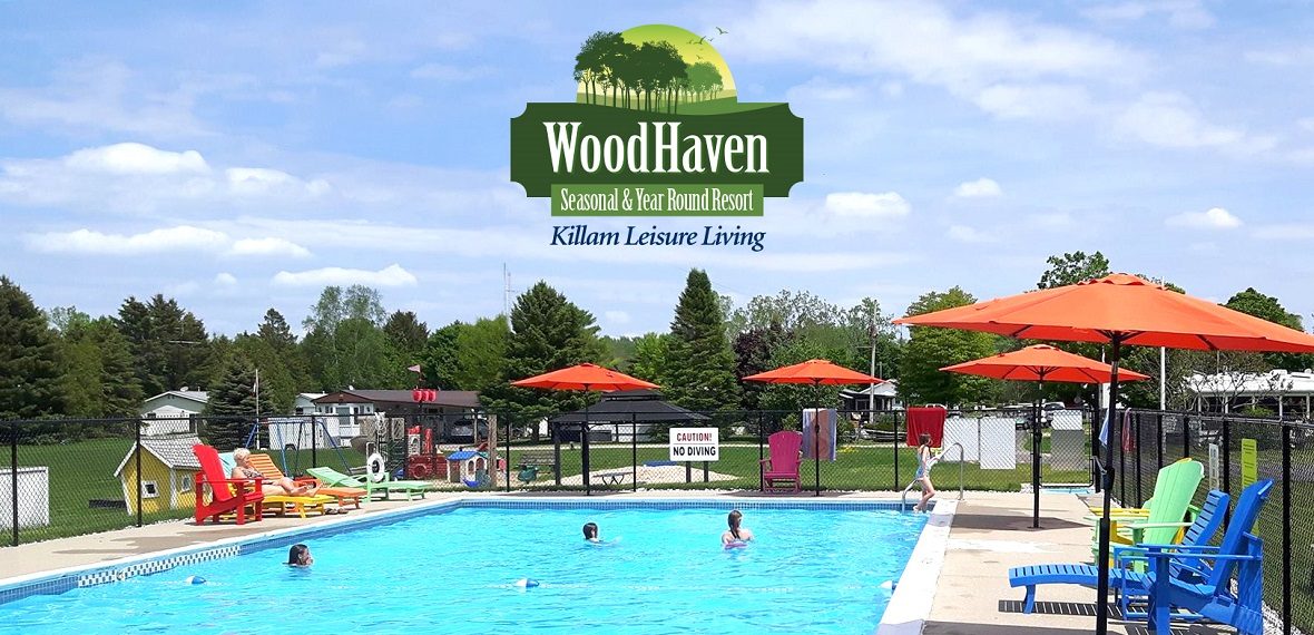Woodhaven Pool Area With Logo