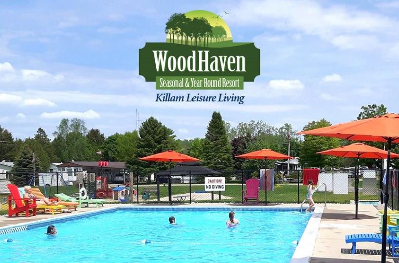 Woodhaven Pool Area With Logo